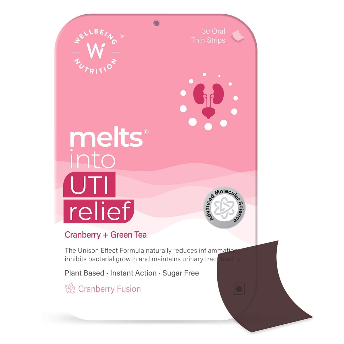 

Wellbeing Nutrition Melts UTI Relief | Cranberry, Green Tea and Chamomile - Plant Based Urinary Tract Support to Relieve Pain & Discomfort, Restore...