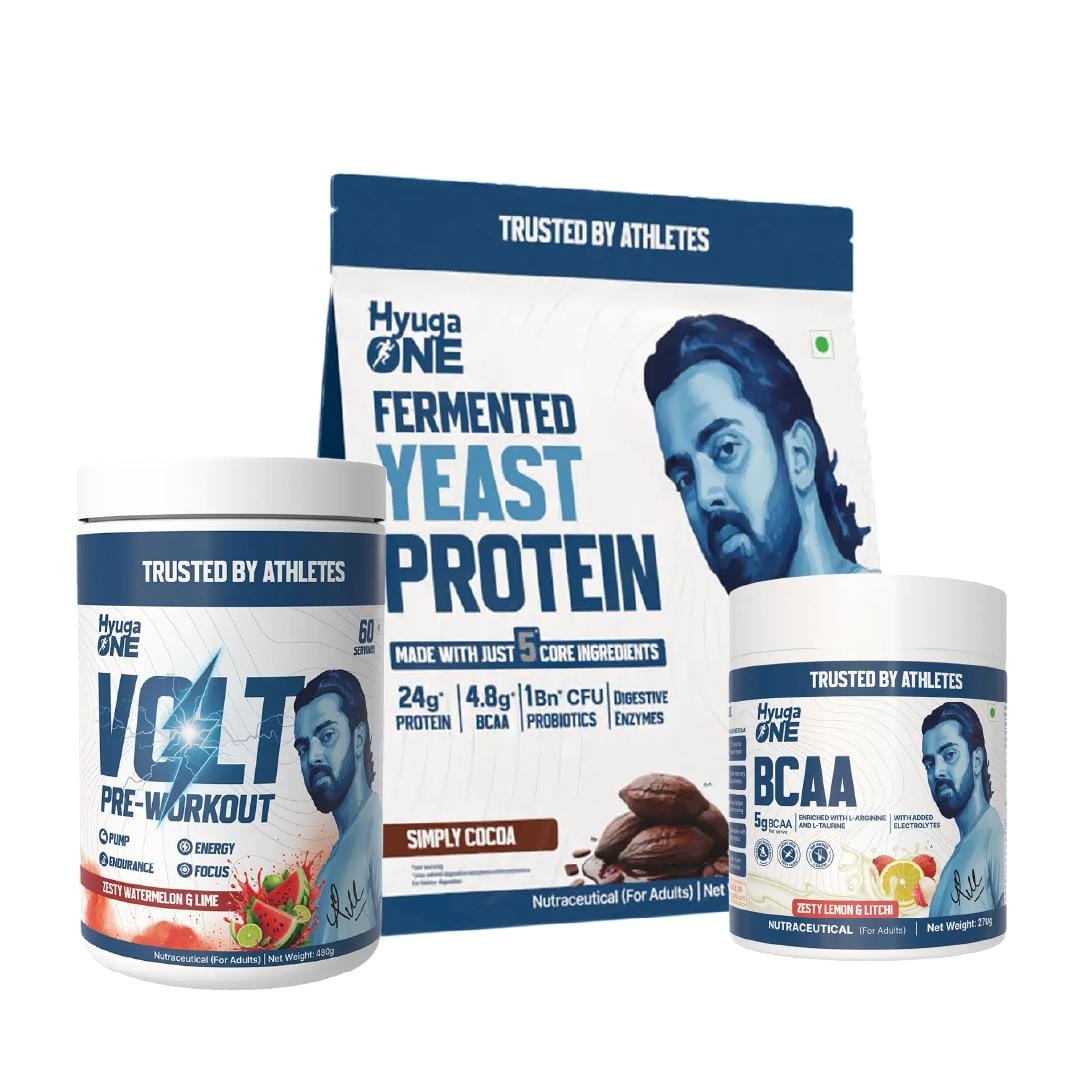 

Hyuga One Nutrition Combo : Yeast Protein Cacao Chocolate 1kg (24g Protein, Probiotics), VOLT Pre-Workout Zesty Watermelon & Lime 480g (100mg Caffe...