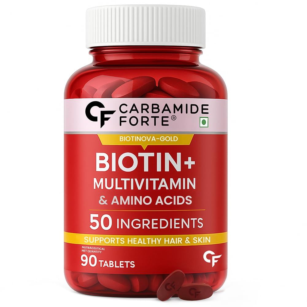 

Carbamide Forte Biotin Multivitamin | 90 Veg Tablets | 50 Ingredients | Hair | Skin | Energy | Immunit | Women & Men