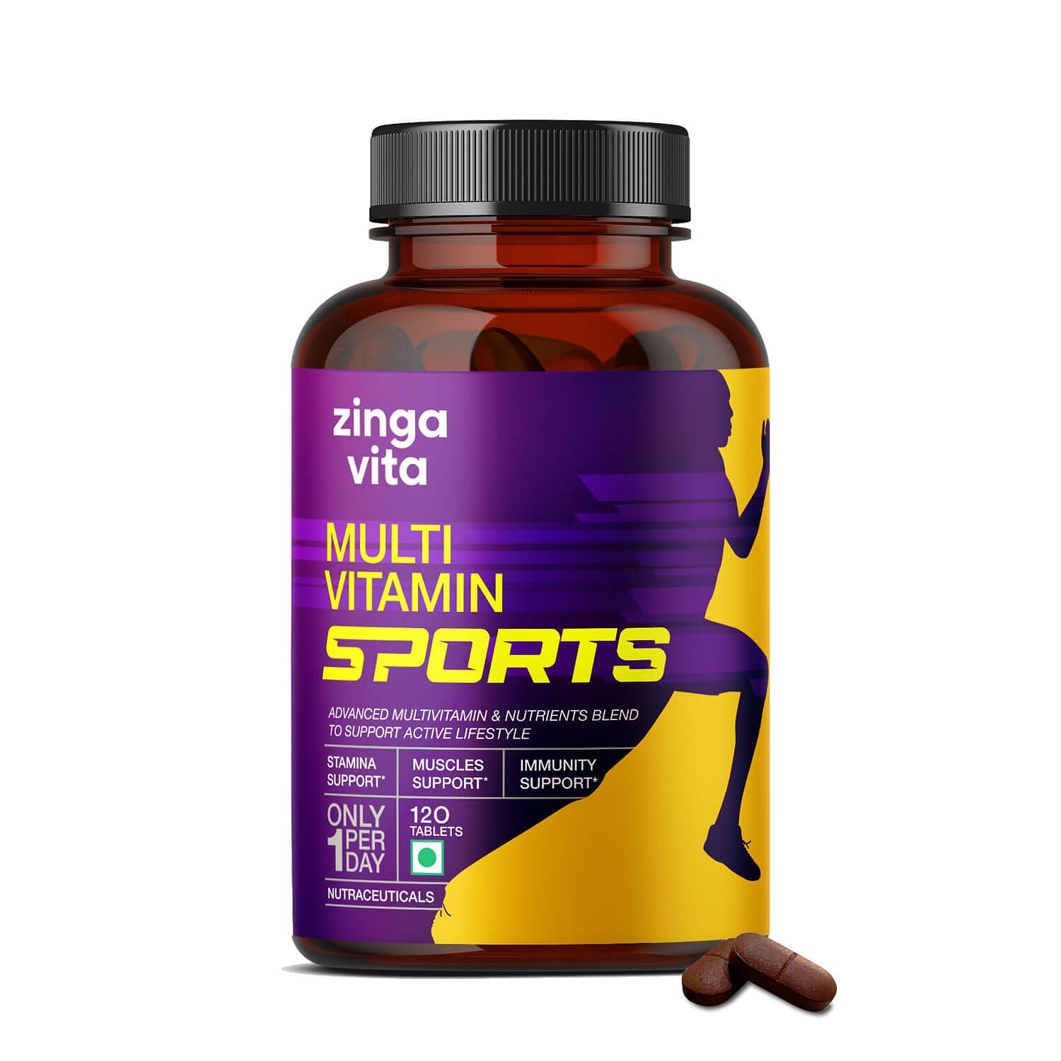 

Zingavita Multivitamin Sports Advanced Daily for Men & Women (120 Tablets) - With 35+ Nutrients, Amino Acids, Antioxidants For Enhanced Energy, Sta...