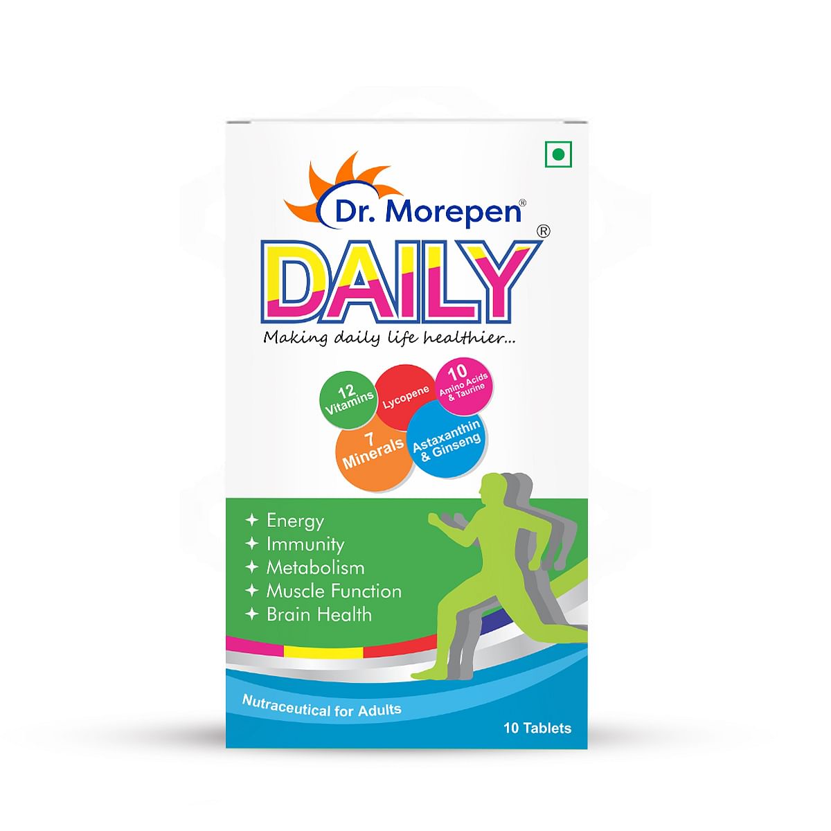 

DR. MOREPEN Daily Multivitamin Tablets | 34 Nutrients | Multivitamins & Minerals Supplement For Energy, Immunity, Muscle & Brain - 10 Tablets