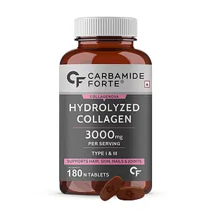 Carbamide Forte Hydrolyzed Collagen Peptides | 180 Tablets | 1 & 3 Collagen Powder 3000mg | Hair | Skin | Nail