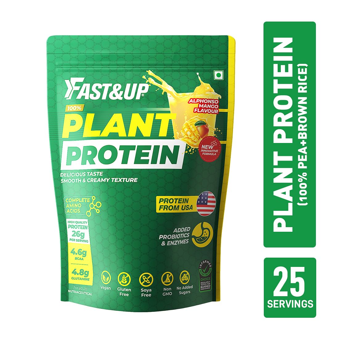 

Fast&Up Plant Protein - Smooth & Creamy Protein for Everyday Fitness & Nutrition - 25 servings (Mango)