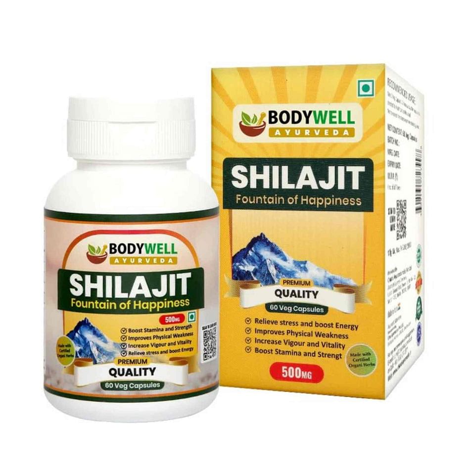 

BODYWELL Pure Himalayan Shilajeet Capsule, Immunity, Strength, Stamina, Vitality | 500mg | 60 Veg. Capsules