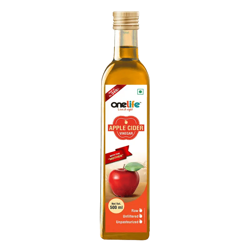 

Onelife Organic Apple Cider Vinegar ( ACV ) with Goodness of Mother Culture | Pure, Raw, Natural, Unpasteurized & Unfiltered - 500 ml