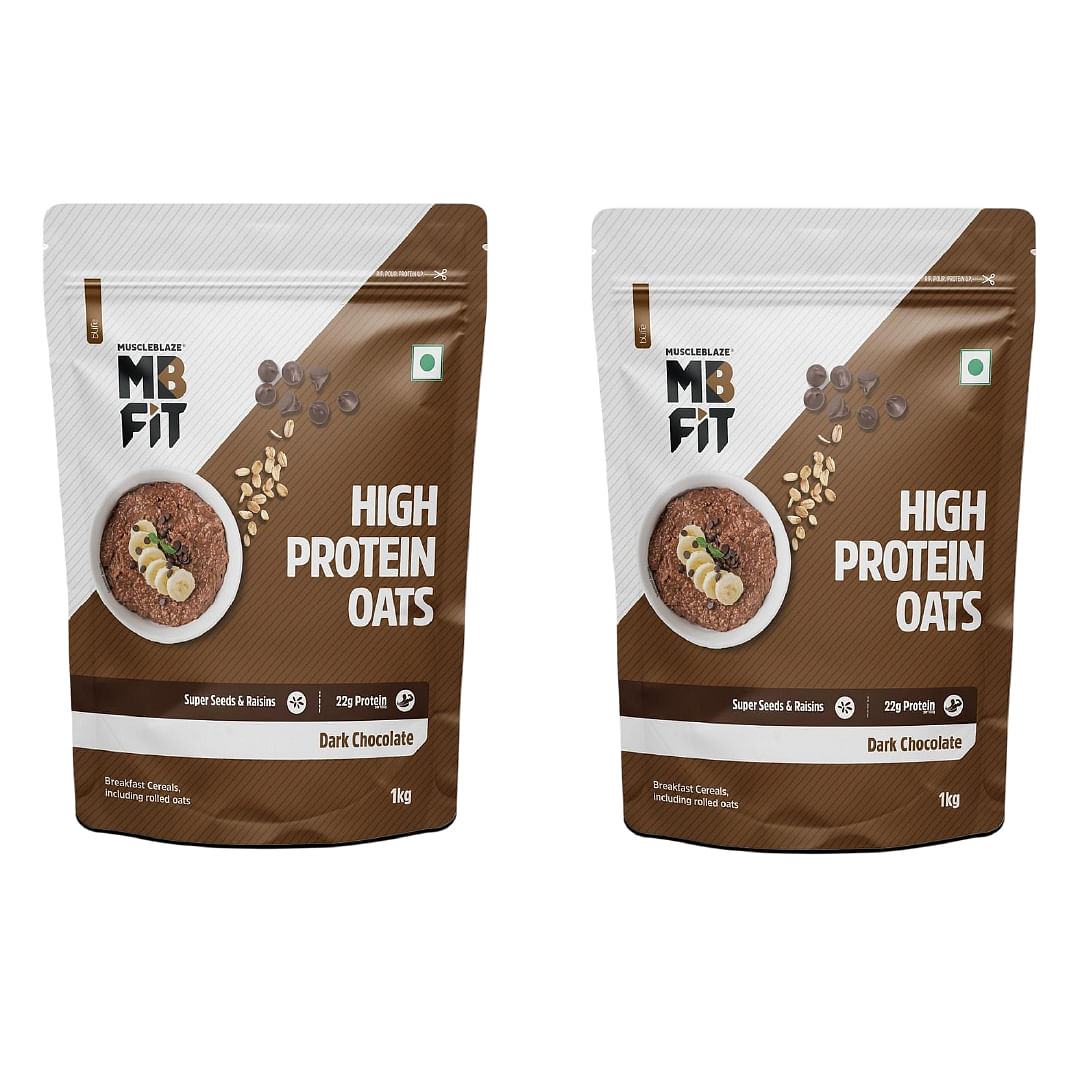 

MuscleBlaze Fit High Protein Oats 1kg | 22g Protein | Dark Chocolate | Super seeds and Raisins | Weight Management | Pack of 2