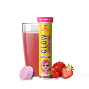 Chicnutrix Glow - 500mg Japanese Glutathione & Vit. C for Brighter Skin | Skin Glow & Radiance | Strawberry-lemon flavour | 10 effervescent tablets