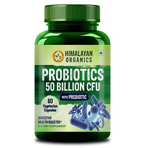 Himalayan Organics Probiotics Supplement 50 Billion CFU | 60 Veg Capsules | Prebiotics | Digestive | Health Booster