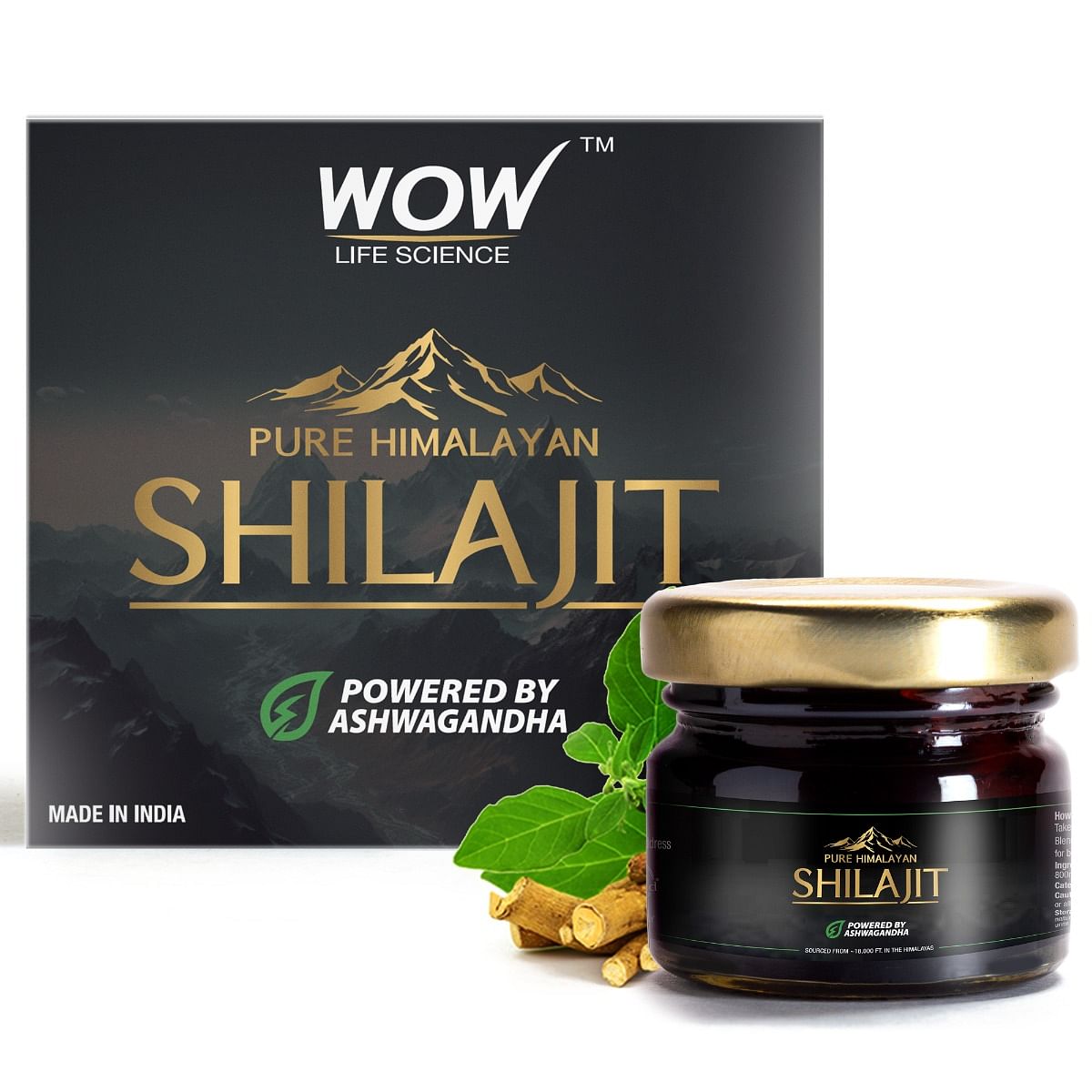 

WOW Life Science Pure Himalayan Shilajit / Shilajeet Resin Powered by Ashwagandha - 20g | Guaranteed 75%+ Fulvic Acid | Enhance Strength, Stamina &...