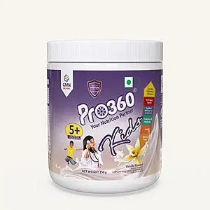 Pro360 Kids Protein Powder Child Nutrition & Health Drink Supplement for Growing Children, Improves Growth and Active Strong Kids – 250g (Vanilla Flavor - Pack of 1)