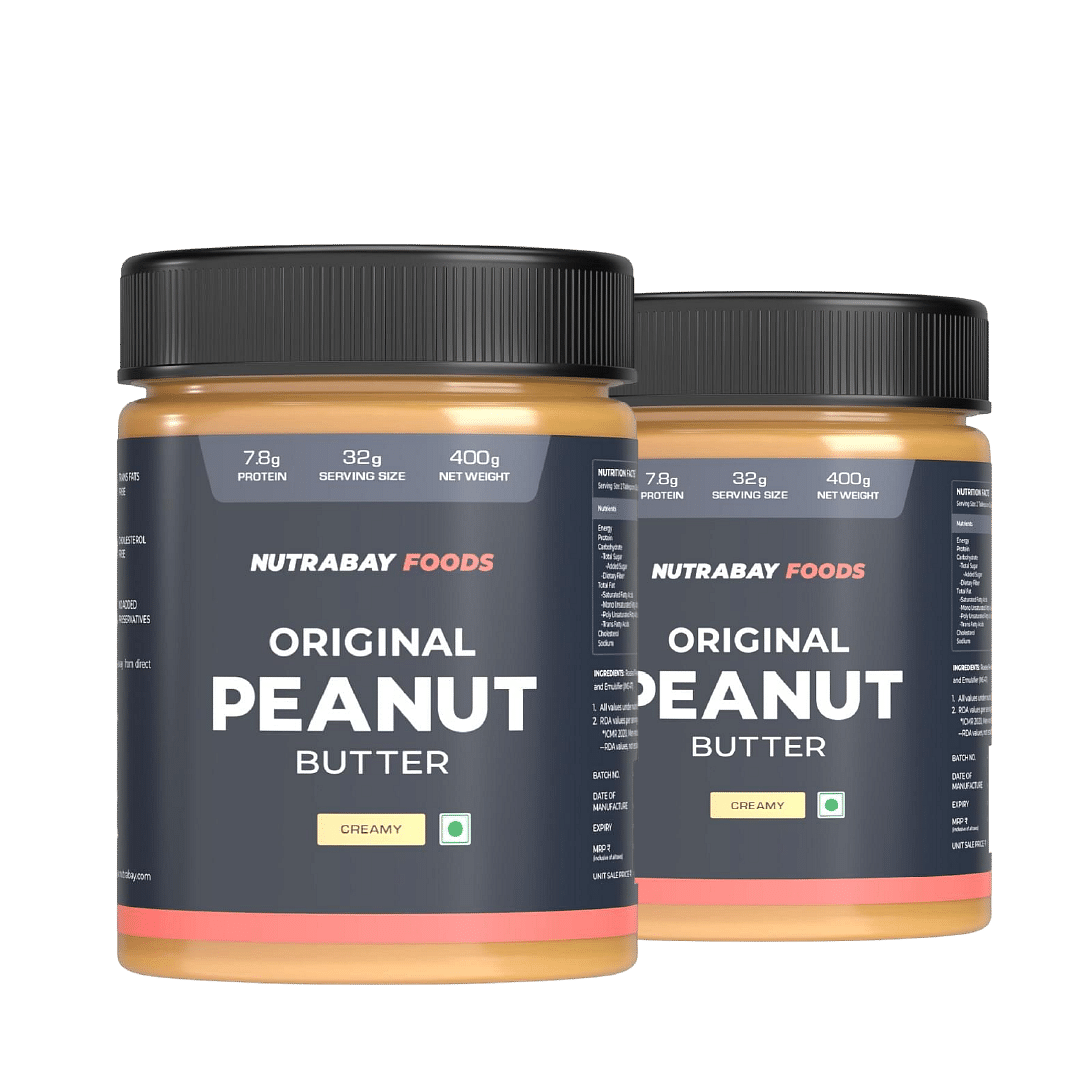 

Nutrabay Foods Original Peanut Butter (Creamy) - 400G | 100% Roasted Peanuts, 28G Protein | Zero Cholesterol, Vegan Friendly, No Added Preservativ...