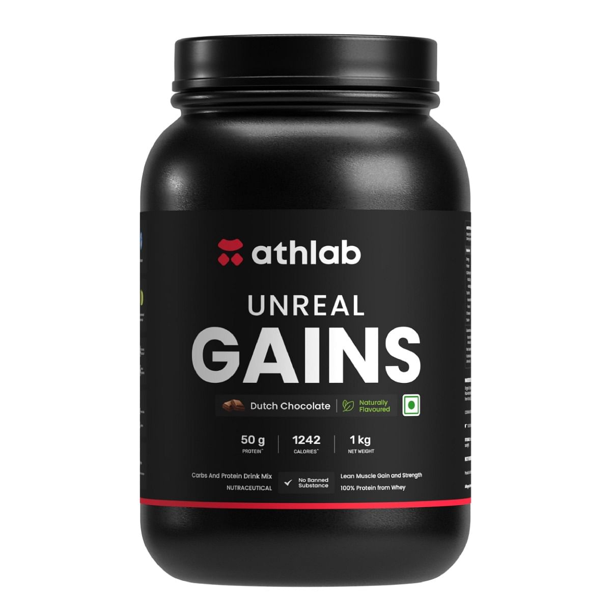 

Athlab Unreal Gains Mass Gainer, 50g Protein, 1242 Calories, 11.2g BCAA, Organic Tapioca, Naturally Flavoured & Sweetened with Monk Fruit, Easy Dig...