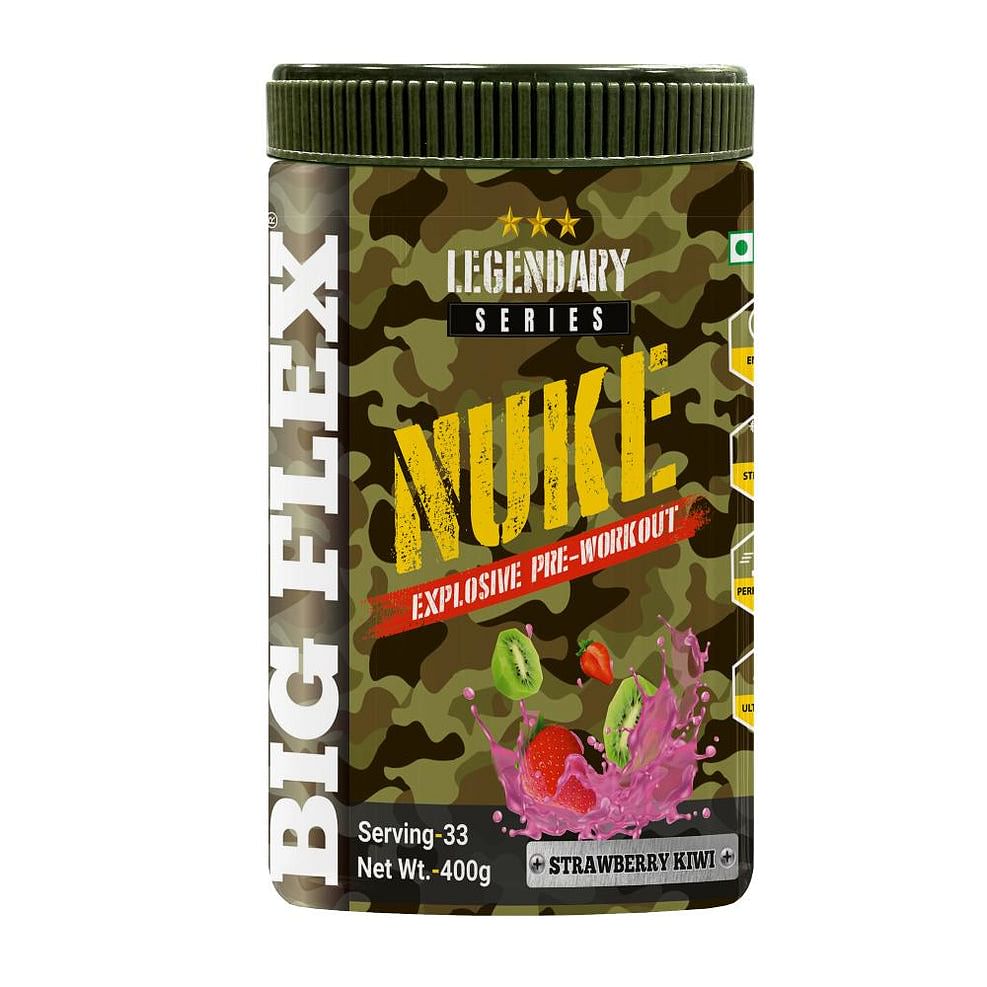 

Bigflex Nuke Pre-Workout PowderIn Strawberry Kiwi Flavour, 400 Gm