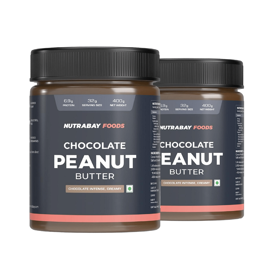 

Nutrabay Foods Peanut Butter (Creamy) - Chocolate Intense, 400G | 100% Roasted Peanuts, 22G Protein, Zero Cholesterol, Vegan, Gluten Free, Non Gmo ...