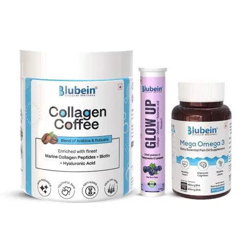 Blubein Skin Wellness Trio|Triple Strenght Omega 3 Fish Oil, Marine Collagen with L-Glutathione & Hyaluronic Acid for Radiant, Glowing & Youthful Skin Supplement for Men & Women Blubein Skin Wellness Trio|Triple Strenght Omega 3 Fish Oil, Marine Collagen with L-Glutathione & Hyaluronic Acid for Radiant, Glowing & Youthful Skin Supplement for Men & Women