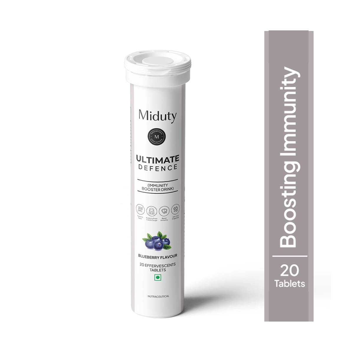 

Miduty Ultimate Defence-Immunity Booster - Vit C-Zinc -Elderberry Extract- Effervescent - 20 Tablets