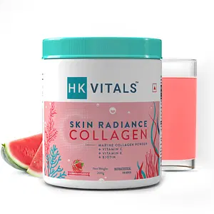HealthKart HK Vitals Skin Radiance Collagen Powder, Marine Collagen (Watermelon, 200 g), Collagen Supplements for Women & Men with Biotin, Vitamin C, E, Sodium Hyaluronate, for Healthy Skin, Hair & Nails