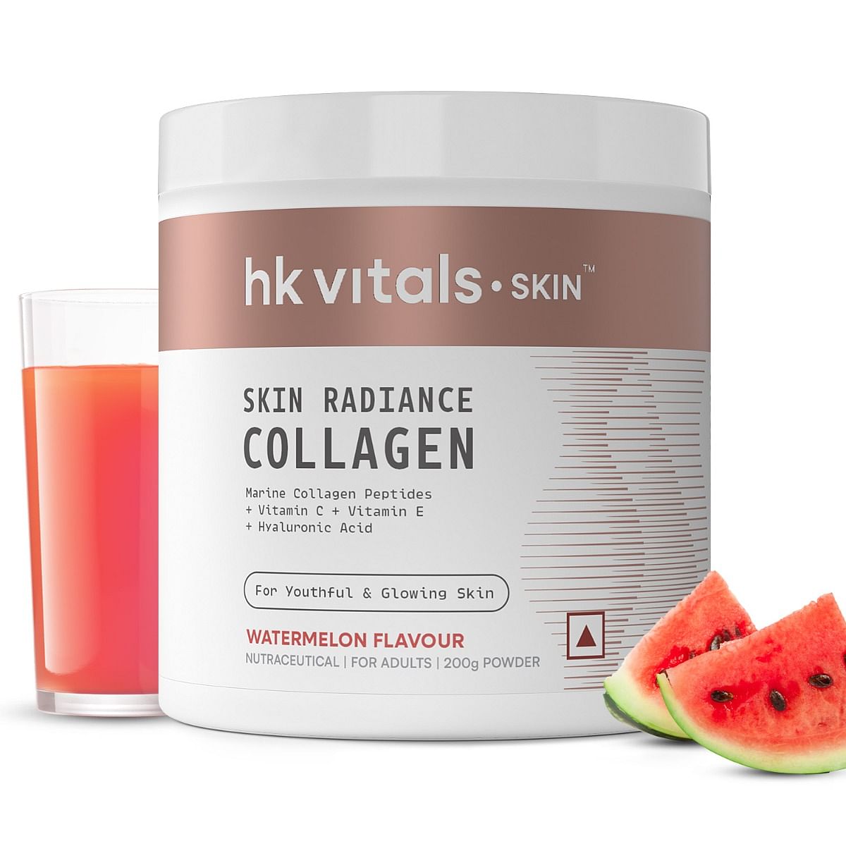 

HK Vitals Skin Radiance Collagen Powder, Marine Collagen (Watermelon, 200 g), Collagen Supplements for Women & Men with Biotin, Vitamin C, E, Sodiu...