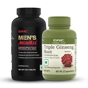 GNC Men's Vitality Pack | Men's Arginmax (90 Tablets) | Triple Ginseng Root (60 Tablets) | Improves Energy & Vitality | Improves Sexual Performance | Builds Stamina | Boosts Testosterone Levels
