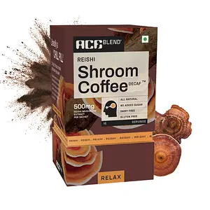 Ace Blend Reishi SHROOM COFFEE® | 15 serves | Decaf Mushroom Coffee | KSM 66 Ashwagandha | L-Theanine | MCT Powder | Relax | Deep Sleep | 100% Arabica | Instant Black Coffee | Keto | Cold & Hot Brew