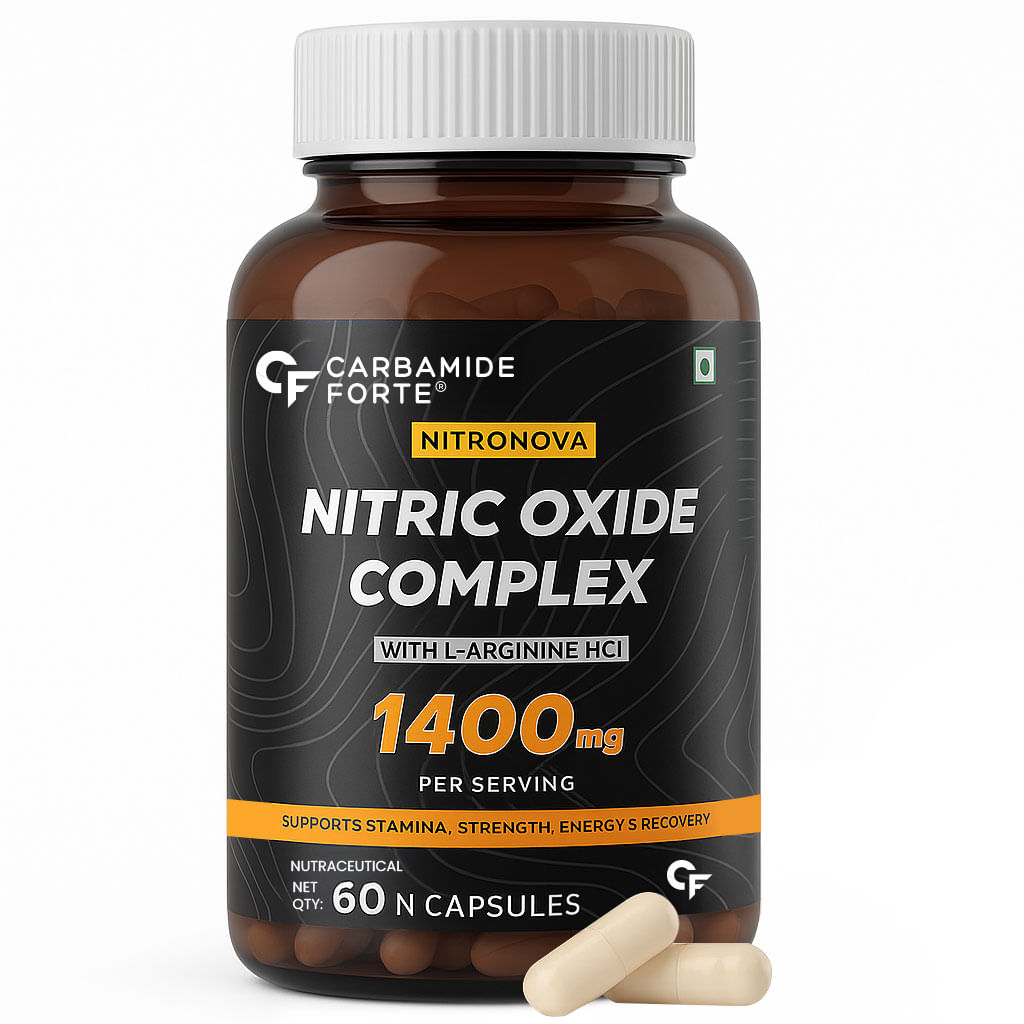 

Carbamide Forte Nitric Oxide Supplement 1400mg | 60 Veg Capsules | Stamina | Strength | Energy Recovery