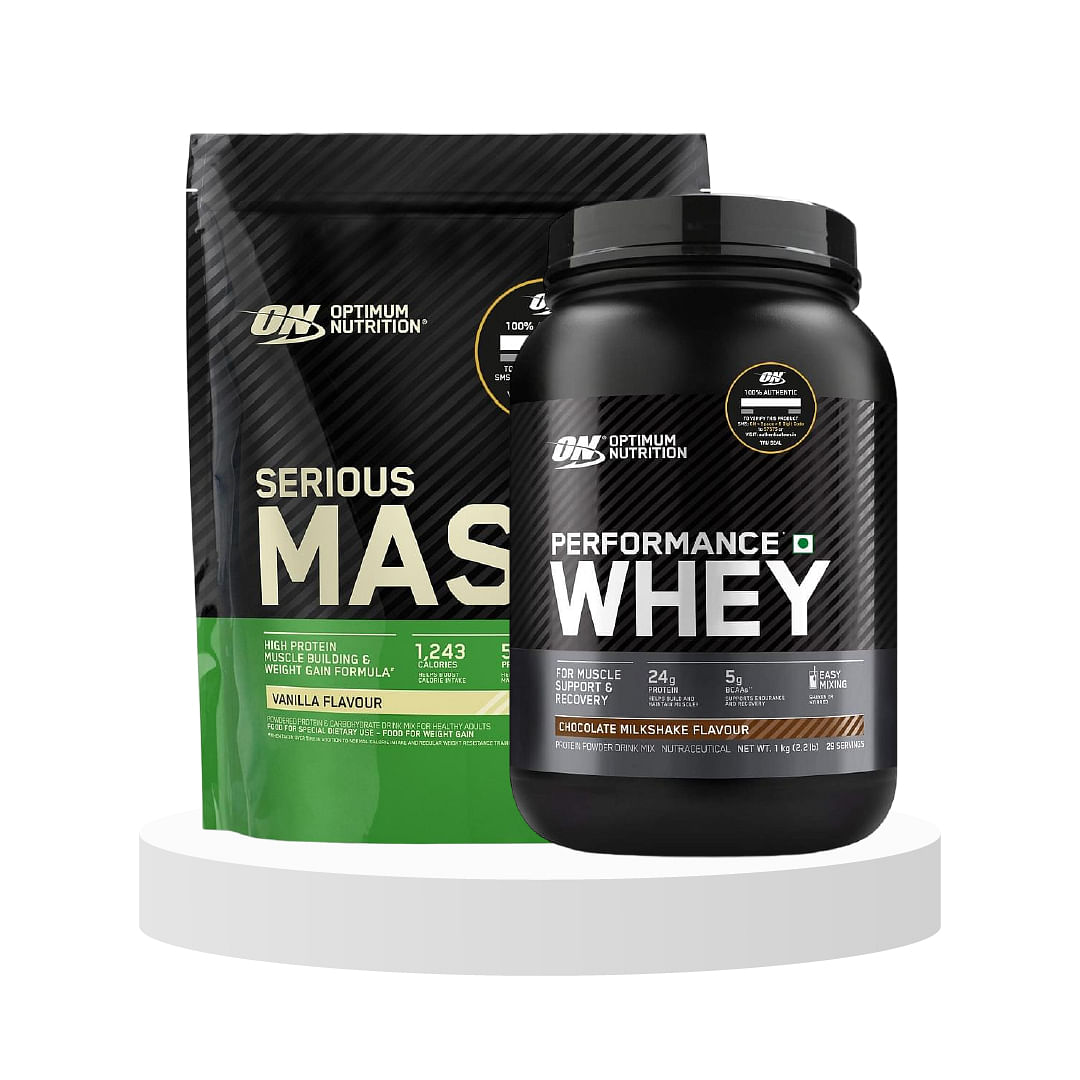 

Shop Optimum Nutrition (ON) Performance Whey Protein Powder,1Kg,Choco & ON Serious Mass High Protein Weight Gain Powder(Veg)-1kg (Vanilla)