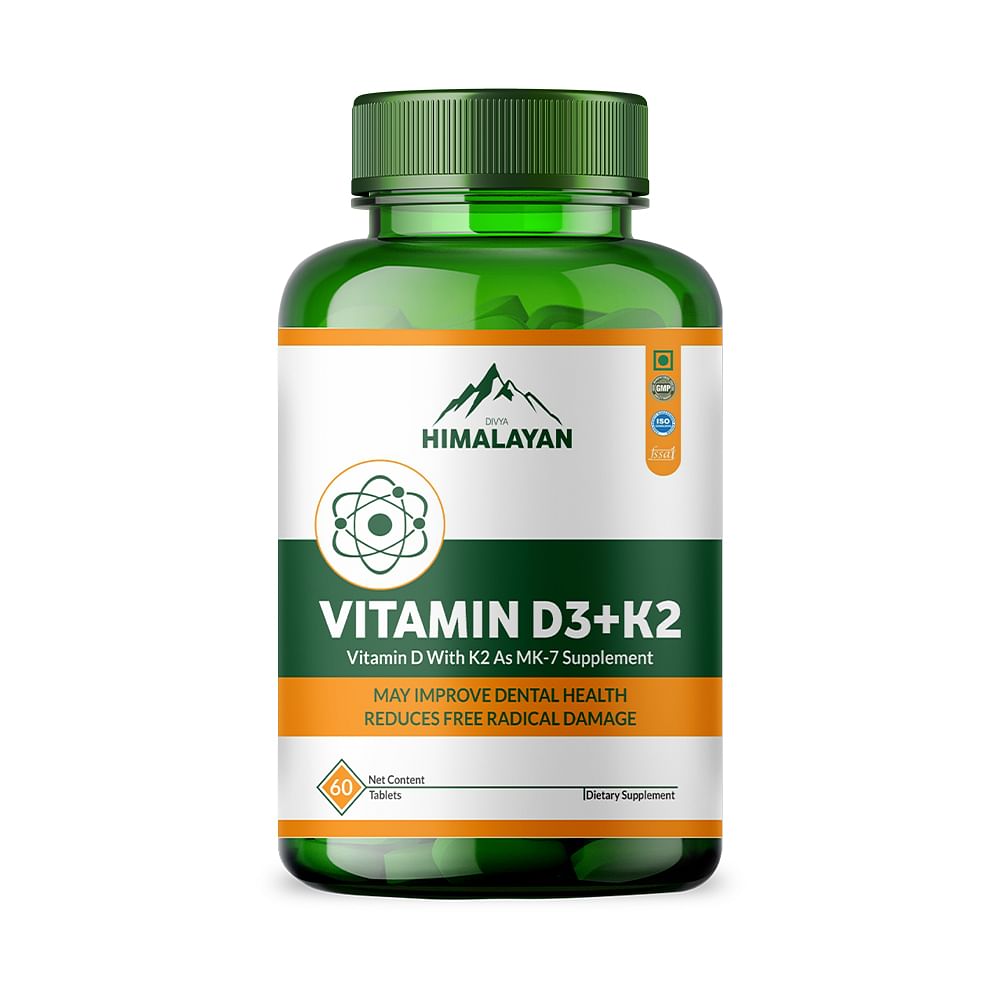 

Divya Himalayan Vitamin D3 + K2 MK7 | Bone & Heart Support | 60 Vegan Tablets | High Absorption | Non-GMO, Gluten-Free