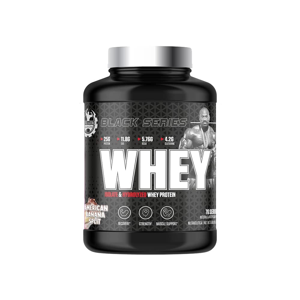 

Dexter Jackson Black Series Whey Protein Powder | American Banana Split Flavor | 2268g 76 Servings, 5 LBS | Premium Blend for Muscle Recovery and G...