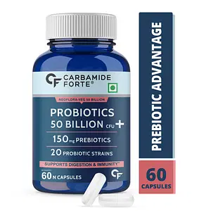 Carbamide Forte Probiotics Supplement 50 Billion | 60 Veg Capsules | Women & Men | Digestion | Immunity