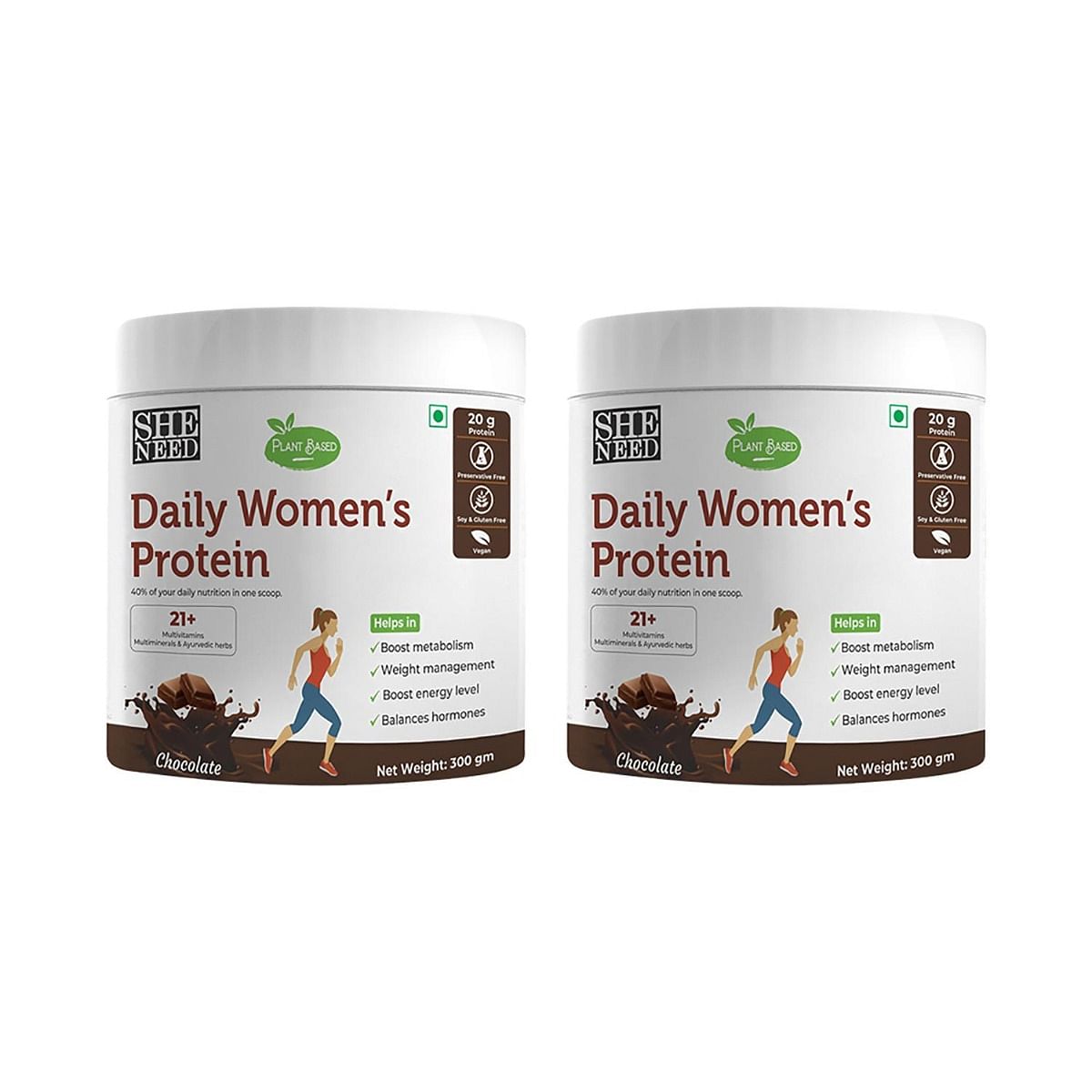 

SheNeed Plant Based Daily Women’s Protein Drink with 21+ Nutrients for Women - 300gm (Pack of 2)