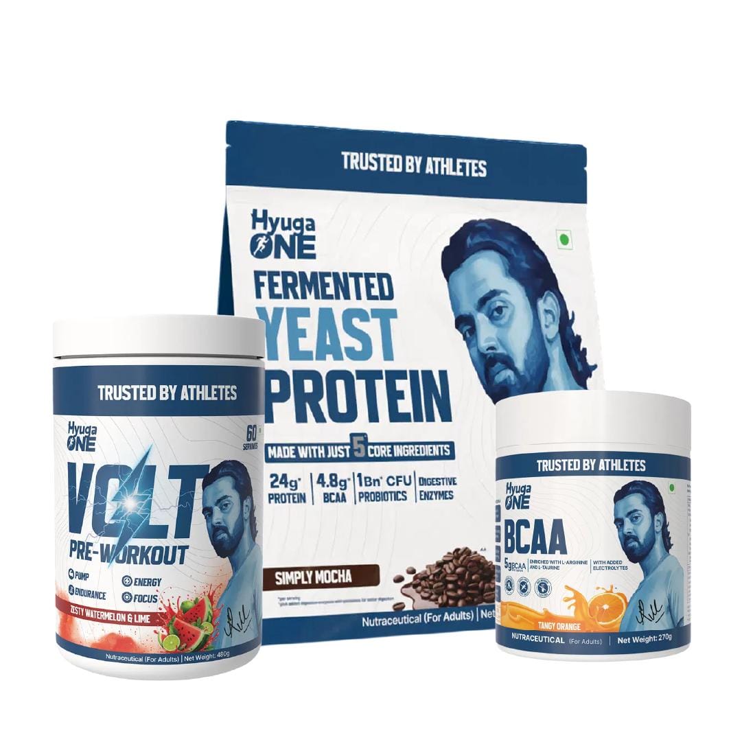 

Hyuga One Nutrition Combo : Yeast Protein Mocha Coffee 1kg (24g Protein, Probiotics), VOLT Pre-Workout Zesty Watermelon & Lime 480g (100mg Caffeine...