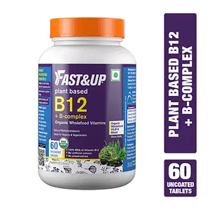 Fast & Up B-12 + B-Complex – Vegan B-12 + B-Complex, Natural, 100% RDA for Vitamin B-12 (60 Tablets)