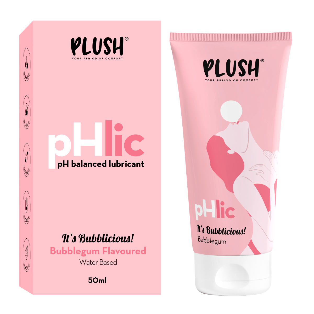 Plush pHlic WaterBased Lube pH Balanced, BubbleGum 50ml