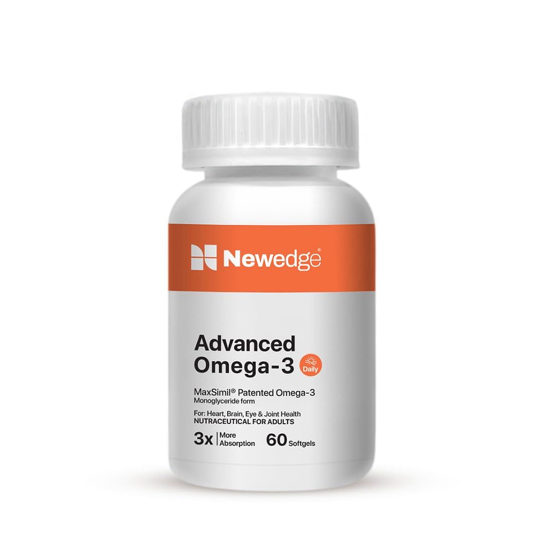 

Newedge Triple Strength Omega 3 Capsule | Fish Oil Capsules for Men & Women | For Heart, Eye, Joints & Brain Health | EPA 295.50 mg DHA 130 mg Maxs...