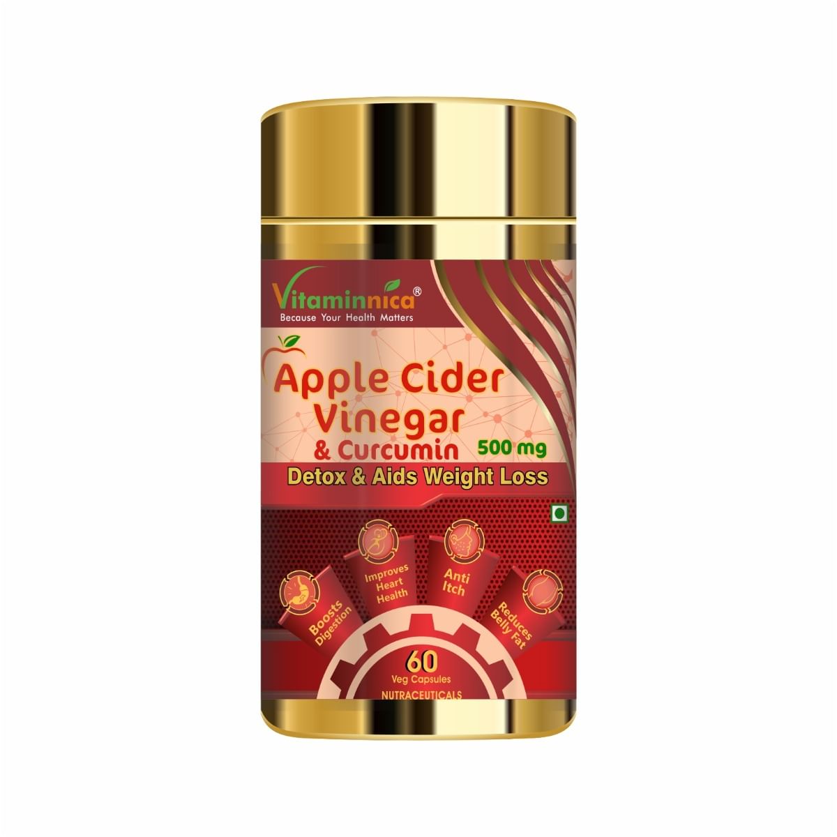 

Vitaminnica Apple Cider Vinegar with Curcmin | Detox & Aids Weight Loss | Boosts Digestion, Improves Heart Health, Anti Itch & Reduces Belly Fat | ...