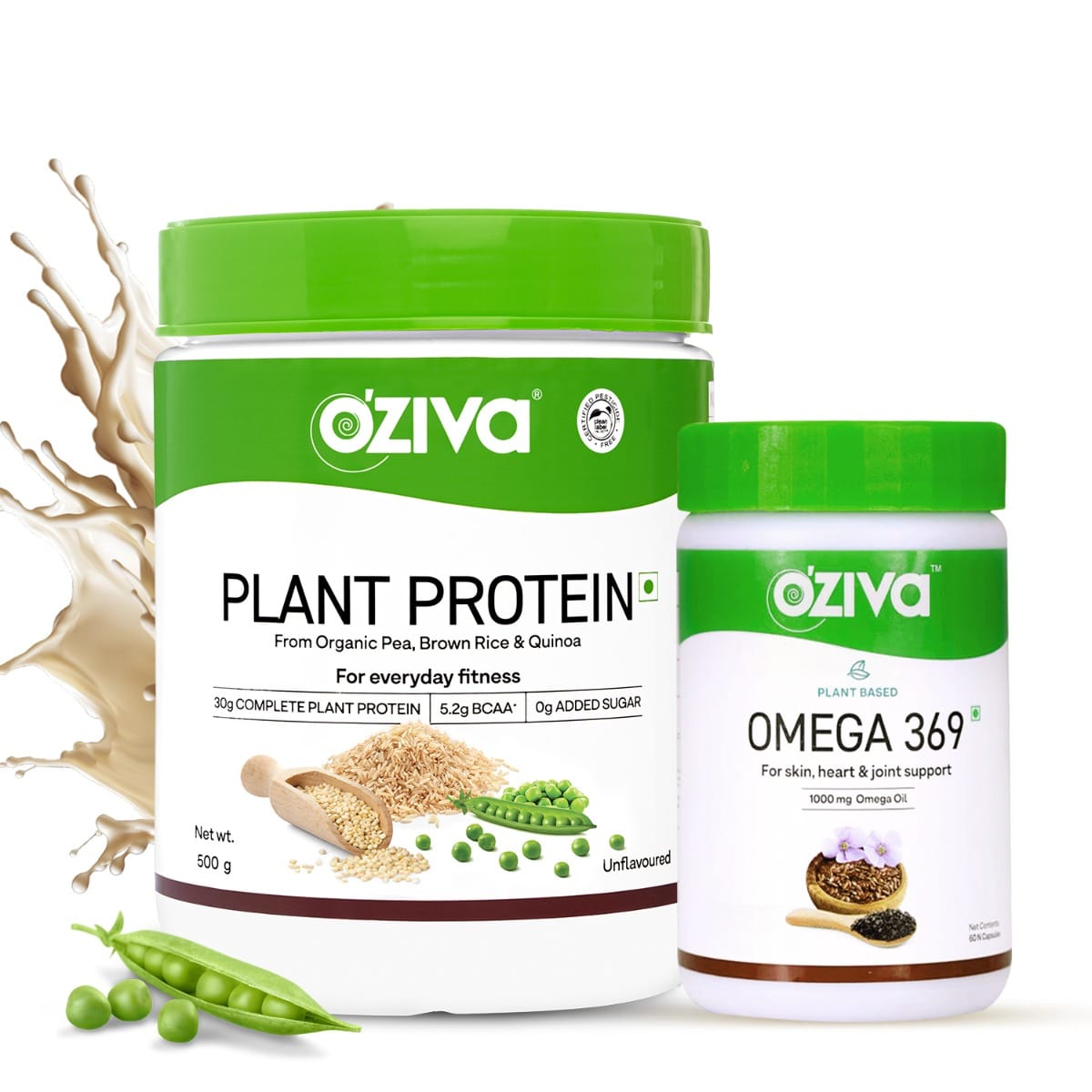 Oziva Organic Plant Protein Powder (500g) & Plant Based Omega 369 Multivitamin Supplement For Men & Women (60 Capsules)-picture-14