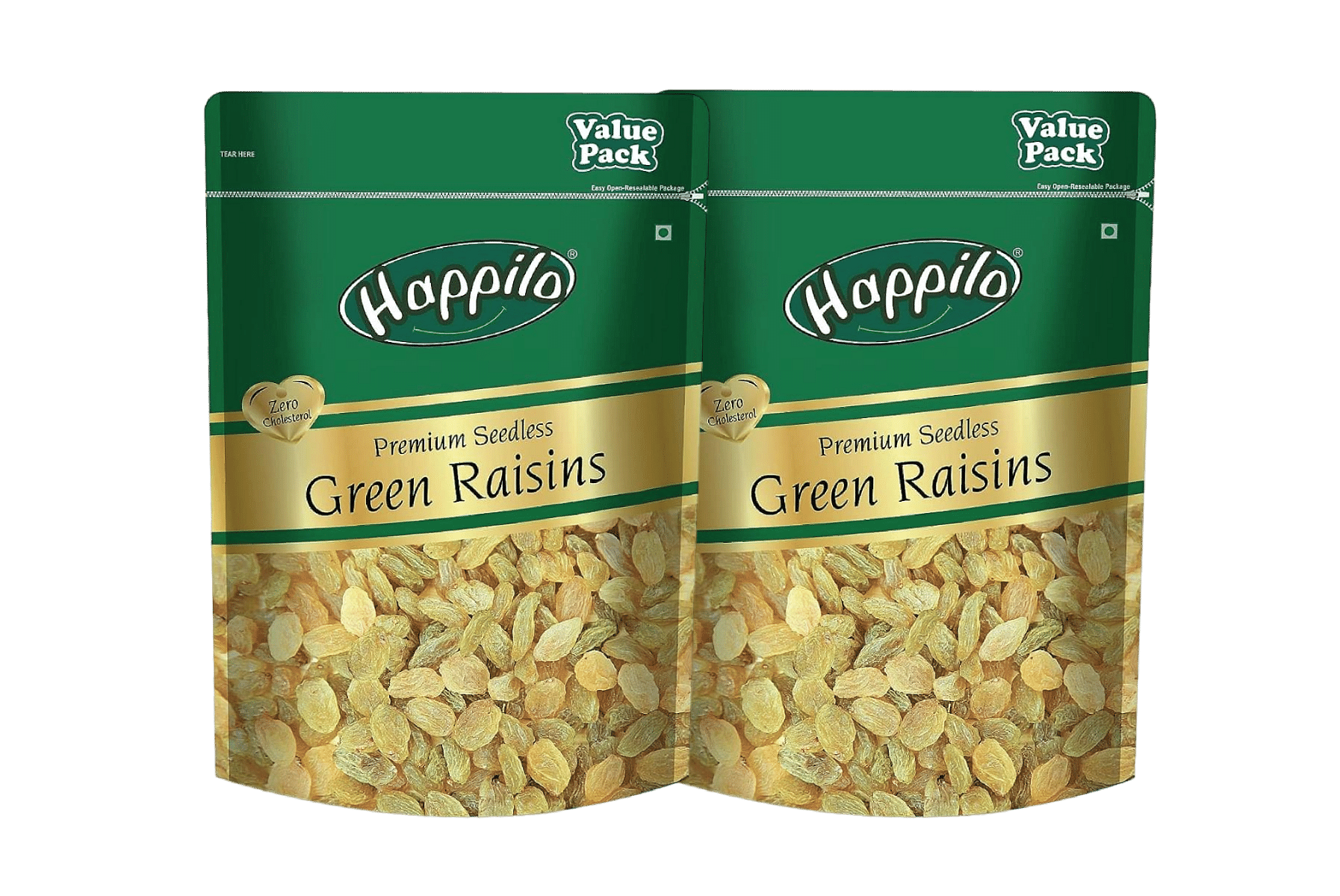 

Happilo Premium Seedless Green Raisins 500g Value Pack | Pack of 2