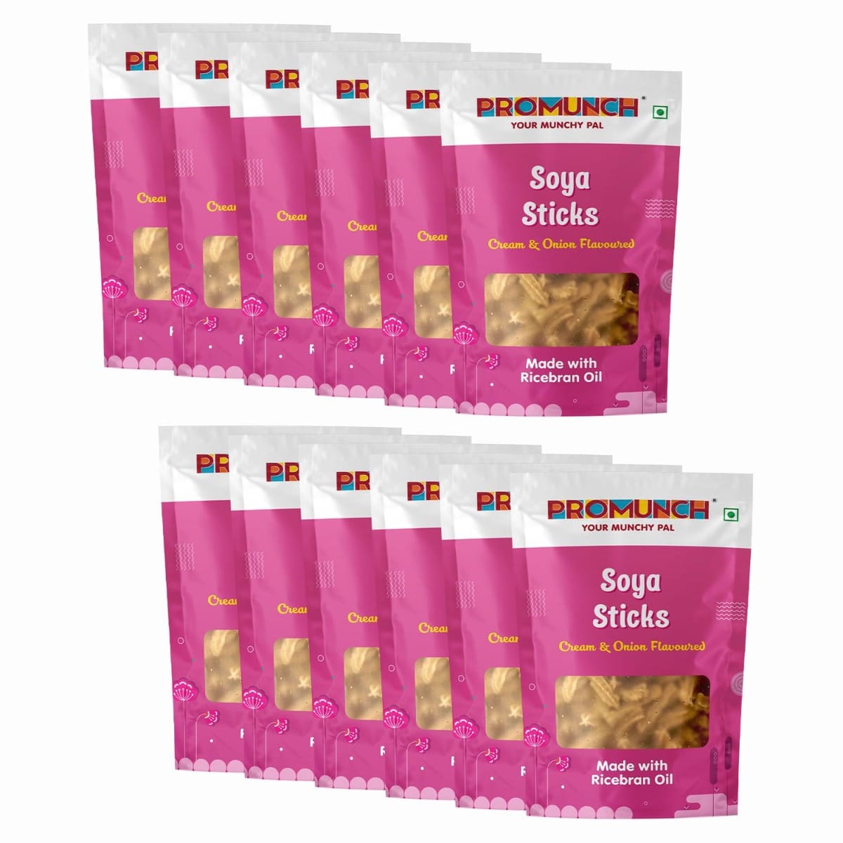 

PROMUNCH Soya Sticks | Crispy snacks | Namkeen savoury chips | No Palm Oil And Maida | Cream & Onion-30g Pack of 12
