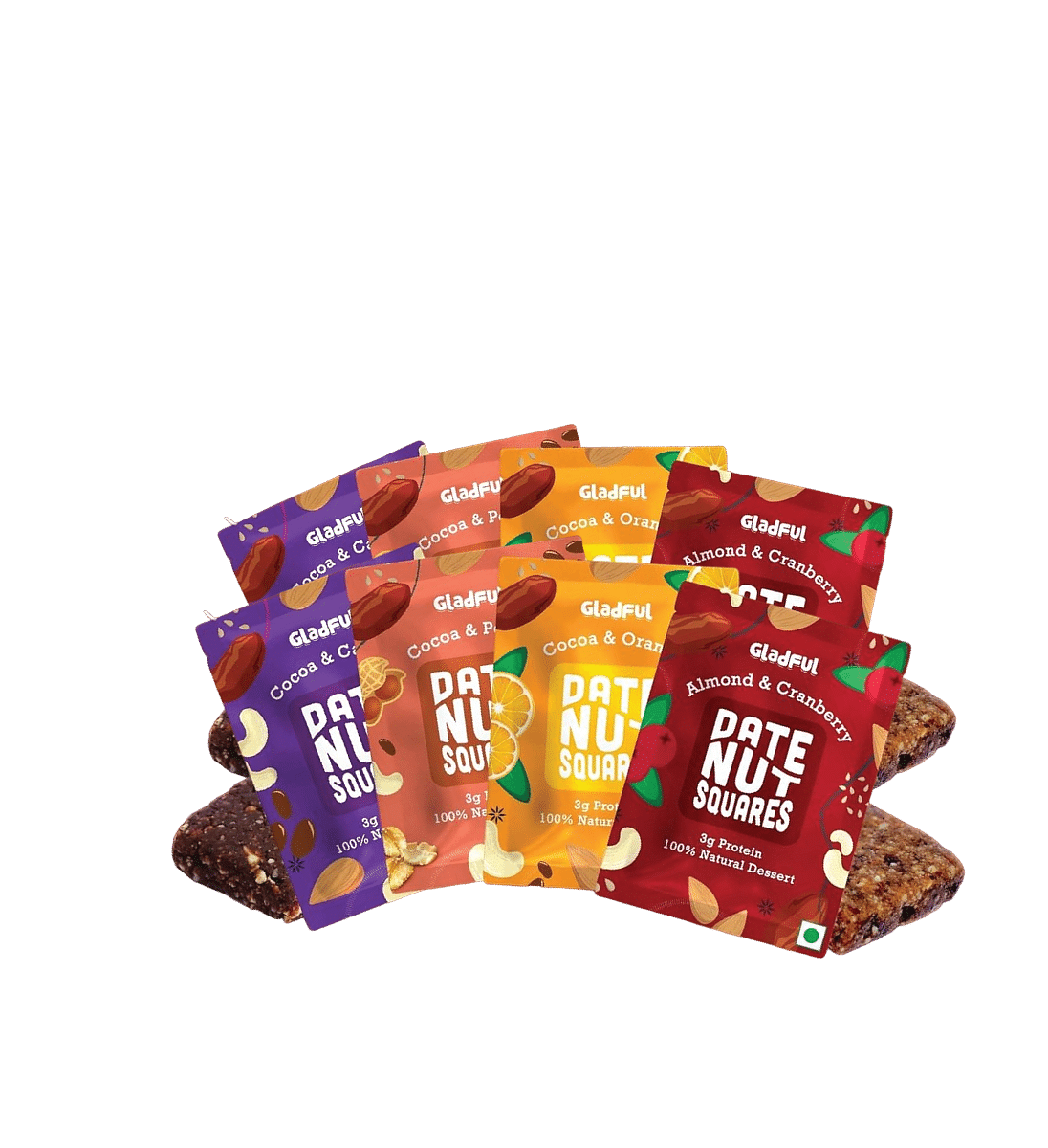 

Gladful Date Nut Squares |Try Them All Pack | Pack of 2