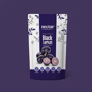Nectar Superfoods Freeze Dried Black Jamun | No Preservatives, No Added Sugar, Healthy Dried Fruit | 100% Natural, Vegan, Gluten Free Snack for Kids and Adults | 20 gram Pouch | Pack of 4