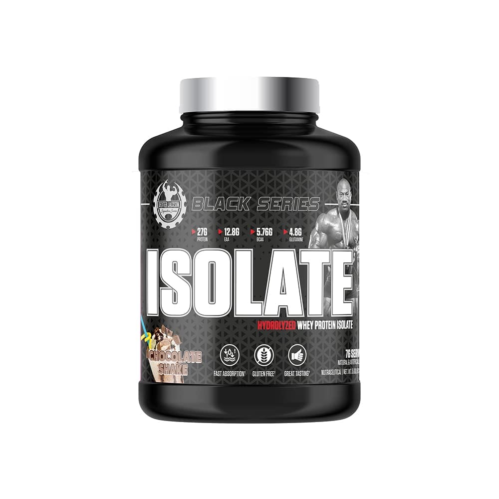 

Dexter Jackson Black Series Isolate Protein Powder | Hydrolyzed Whey Protein Isolate | Gluten-Free | 76 Servings, 5 lbs, 2268g,Chocolate Shake Flavor
