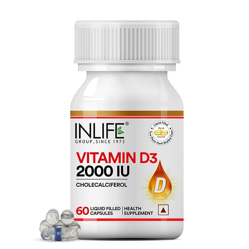 

INLIFE Vitamin D3 Cholecalciferol Supplement for Men Women 2000 IU - 60 Liquid Filled Capsules