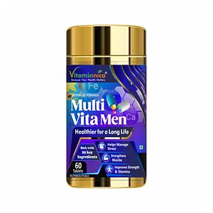 Vitaminnica Multi Vita Men | Healthier for a long life | Rich with 29 Key Ingredients | Helps Manage Stress, Strengthens Muscles & Improves Strength & Stamina | 60 Veg Tablet