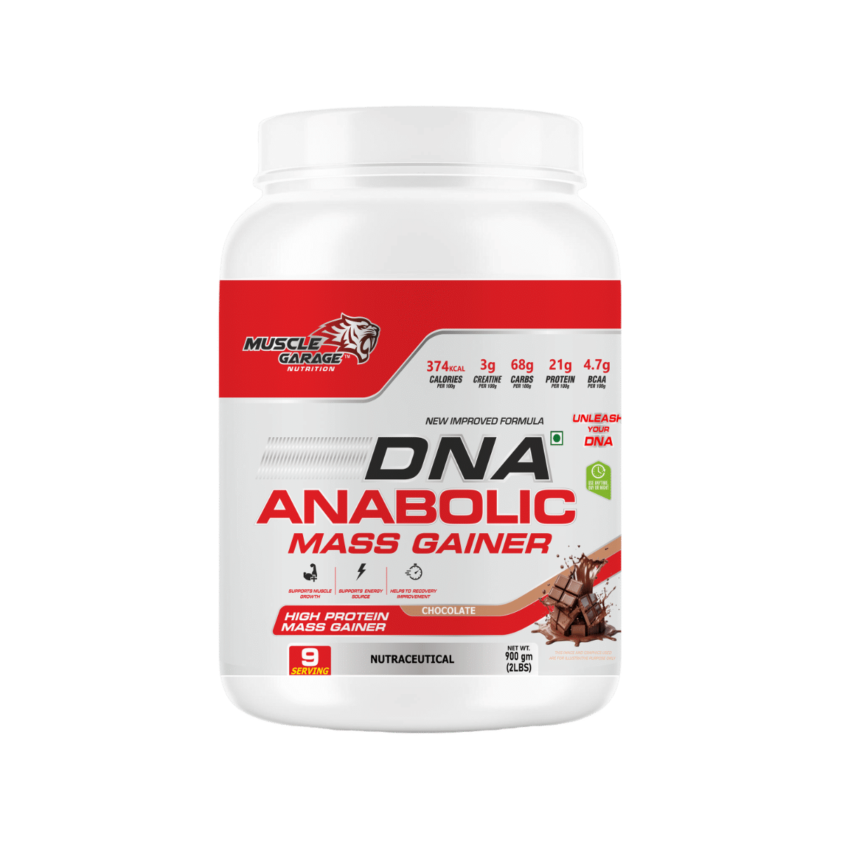 

Muscle Garage DNA Anabolic Mass Gainer Box Packing | High Protein Weight Gainer Powder for Muscle Growth & Recovery| With Creatine, BCAAs & Vitamin...