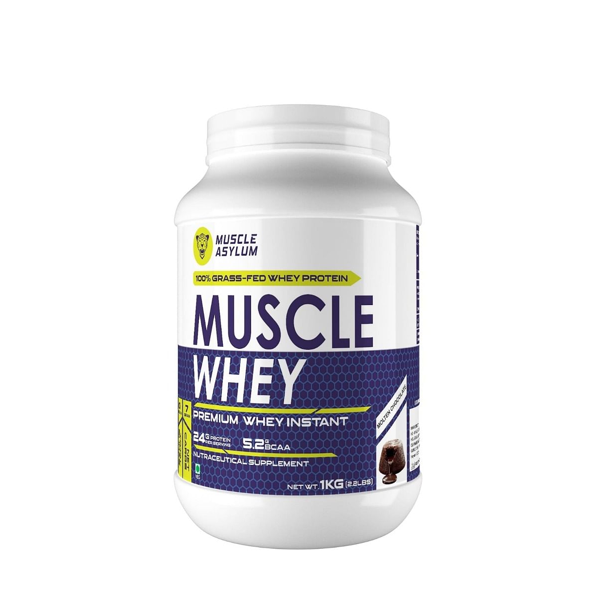 

Muscle Asylum Premium Whey Protein 1kg l 24g Protein/Serving For Muscle Building & Recovery, 25 Servings (1kg, Molten Chocolate) - Box