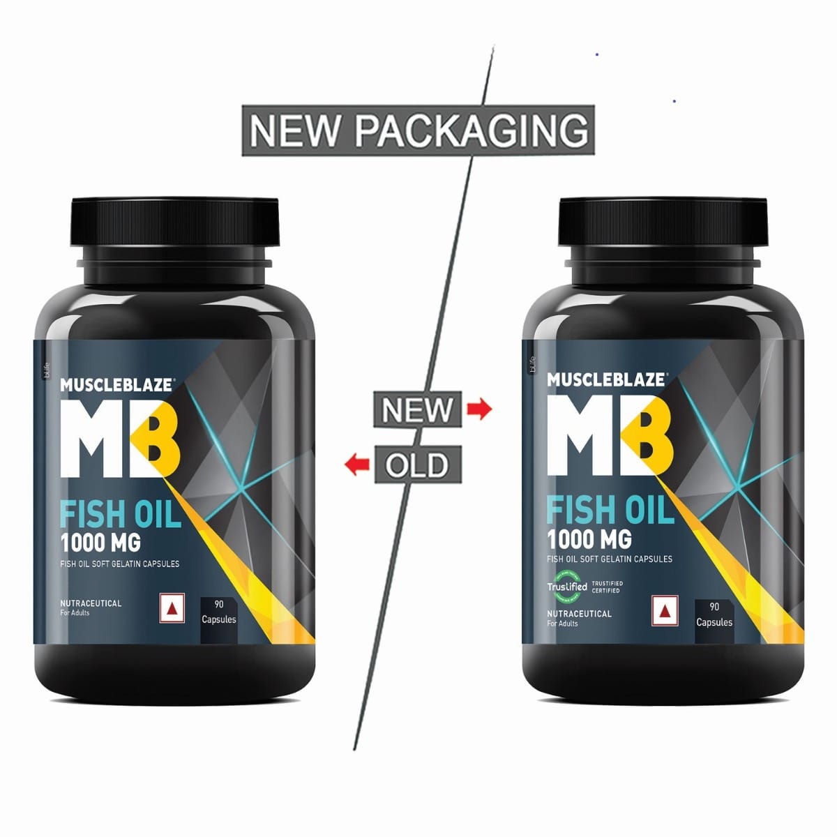 MuscleBlaze MB Fish Oil 1000 mg | 90 Capsules | Muscle | Brain | Heart