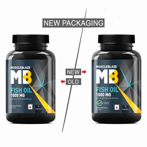 MuscleBlaze MB Fish Oil 1000 mg | 90 Capsules | Muscle | Brain | Heart