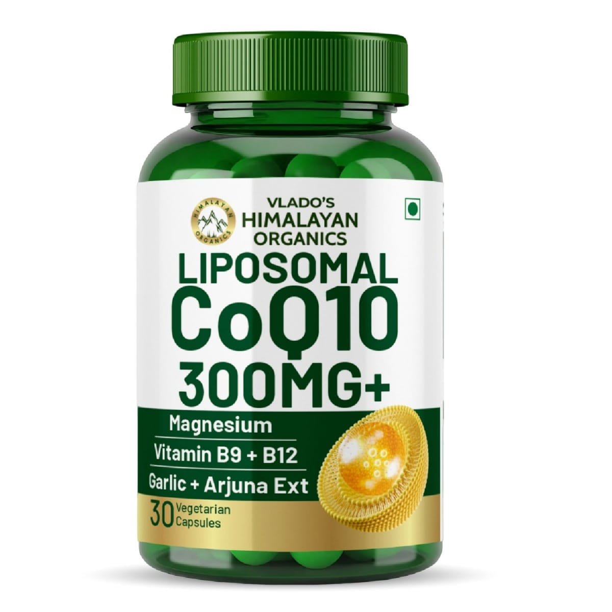 

Vlado's Himalayan Organics Liposomal Coenzyme Q10|CoQ10 Supplement 300mg+ with Magnesium, Vitamin B9 & B12, D-Chiro-Inositol ,Garlic, Arjuna| Coq10...