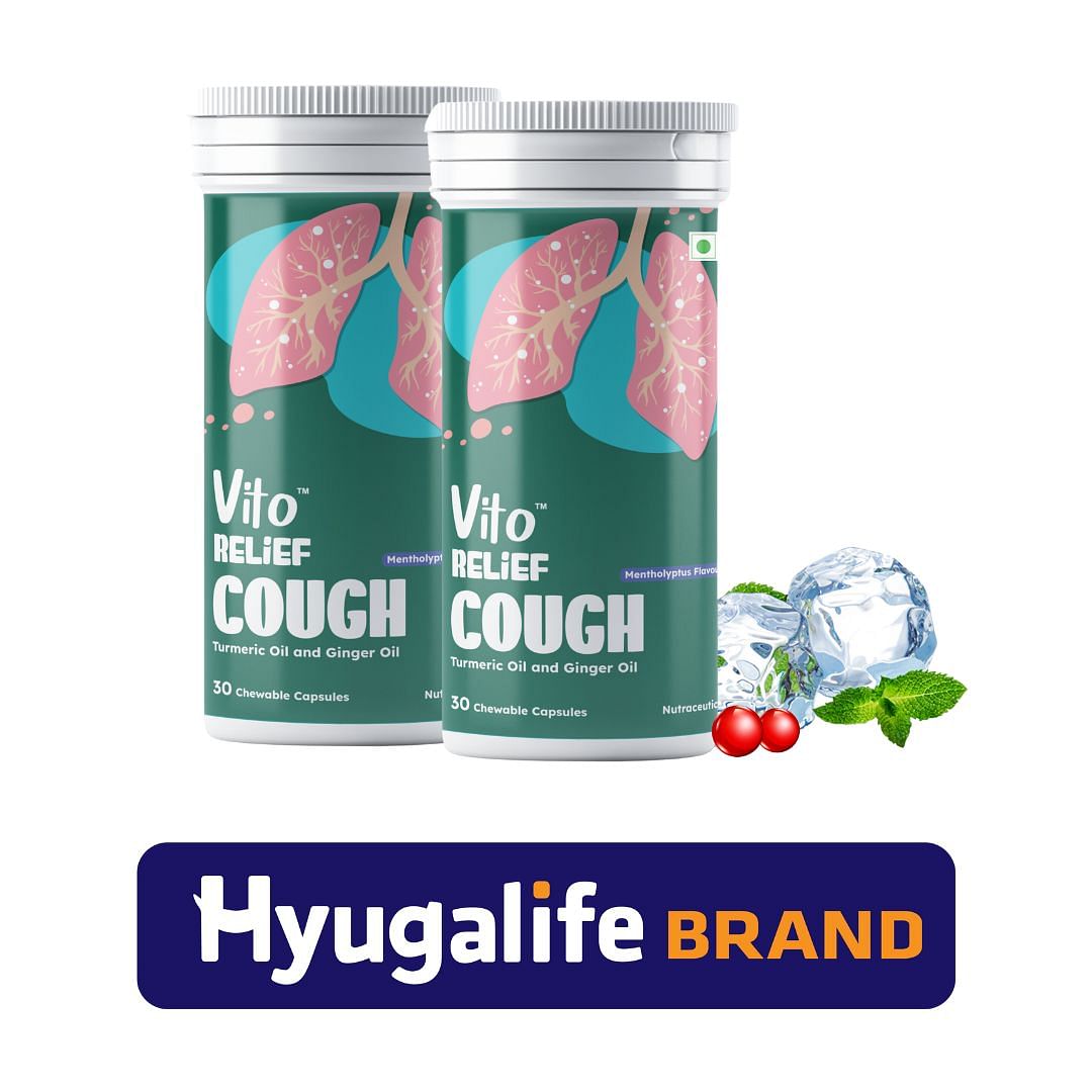 

Vito Relief Cough - 60 chewable capsules, Quick Relief from Sore, Itchy and Scratchy Throat, Natural ingredients, Sugar free; Turmeric Oil & Ginger...