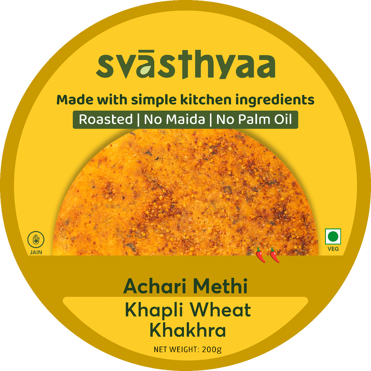 

Svasthyaa Organics Achari Methi Khakra - 200g